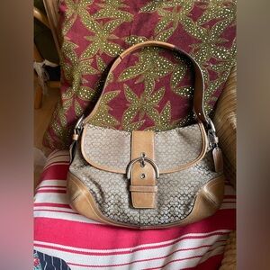 Coach soho Brown and Tan leather Shoulder Bag silver hardware EUC